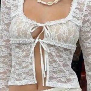 Tiger Mist White Lace Top